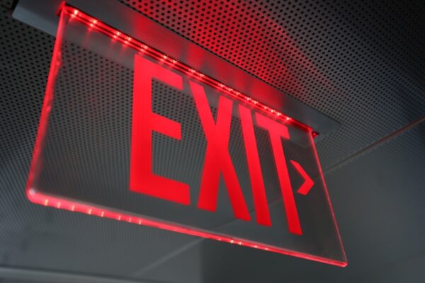 Dealers Exit,Sign.,Emergency,Exit,Direction,Indicator,On,The,Ceiling,In